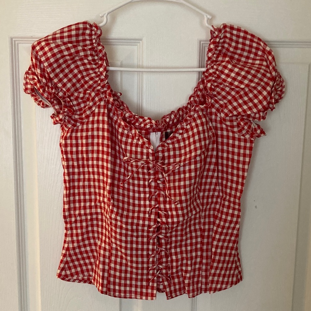 Reformation Darling Red Gingham Women's Top Size 6